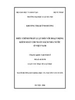 ĐIỀU CHỈNH PHÁP LUẬT đối với HOẠT ĐỘNG KIỂM SOÁT CHI NGÂN SÁCH NHÀ nước ở VIỆT NAM 