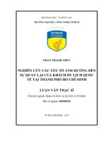 Nghiên cứu các yếu tố ảnh hưởng đến sự quay lại của khách du lịch quốc tế tại thành phố hồ chí minh