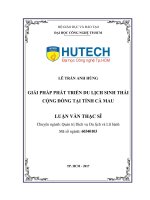 Giải pháp phát triển du lịch sinh thái cộng đồng tại tỉnh cà mau