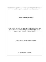 Các nhân tố ảnh hưởng đến khả năng trả nợ đúng hạn của khách hàng cá nhân tại ngân hàng thương mại cổ phần sài gòn thương tín 