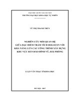 Nghiên cứu mối quan hệ giữa đặc điểm trầm tích holocen với khả năng lún các công trình xây dựng khu vực bán đảo đình vũ hải phòng 