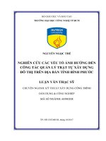 Nghiên cứu các yếu tố ảnh hưởng đến công tác quản lý trật tự xây dựng đô thị trên địa bàn tỉnh bình phước
