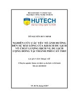 Nghiên cứu các yếu tố ảnh hưởng đến sự hài lòng của khách du lịch về chất lượng dịch vụ du lịch cộng đồng tại thành phố cần thơ