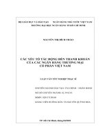 Các yếu tố tác động đến thanh khoản của các ngân hàng thương mại cổ phần việt nam  