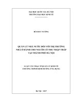 Quản lý nhà nước đối với thị trường nhà ở dành cho người có thu nhập thấp tại thành phố hà nội 
