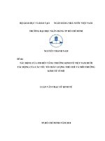 Tác động của FDI đến tăng trưởng kinh tế việt nam dưới tác động của các yếu tố chất lượng thể chế và môi trường kinh tế vĩ mô 