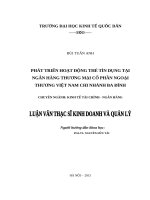 Luận văn thạc sỹ - Phát triển hoạt động thẻ tín dụng tại Ngân hàng Thương mại cổ phần Ngoại thương Việt Nam – chi nhánh Ba Đình