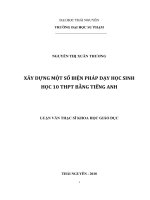 Xây dựng một số biện pháp dạy học sinh học 10 THPT bằng tiếng Anh (Luận văn thạc sĩ)