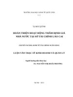 Luận văn thạc sỹ - Hoàn thiện hoạt động thẩm định giá nhà nước tại sở tài chính Lào Cai