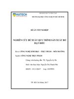 Nghiên cứu đề xuất quy trình sản xuất bơ hạt điều