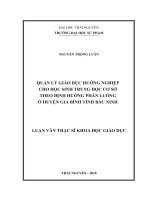 Quản lý giáo dục hướng nghiệp học sinh trung học cơ sở theo định hướng phân luồng ở huyện Gia Bình, tỉnh Bắc Ninh (Luận văn thạc sĩ)