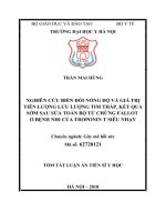 Nghiên cứu biến đổi nồng độ và giá trị tiên lượng lưu lượng tim thấp, kết quả sớm sau sửa toàn bộ tứ chứng Fallot ở bệnh nhi của troponin T siêu nhạy (TT)