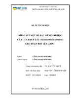 Khảo sát một số đặc điểm sinh học của cá chạch lấu (mastacembelus armatus) 
