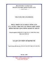 Luận văn tốt nghiệp : Phát triển xuất khẩu nông sản của nước CHDCND Lào trong điều kiện hình thành cộng đồng kinh tế Asean