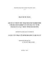 Luận văn thạc sỹ - Quản lý thuế Thu nhập doanh nghiệp đối với doanh nghiệp có vốn đầu tư nước ngoài của Cục thuế  tỉnh Hải Dương