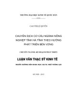Luận văn thạc sỹ - Chuyển dịch cơ cấu ngành nông nghiệp tỉnh Hà Tĩnh theo hướng phát triển bền vững