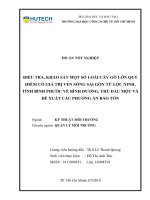 Điều tra, khảo sát một số loài cây gỗ lớn quý hiếm có giá trị ven sông sài gòn từ lộc ninh, tỉnh bình phước về bình dương, thủ dầu một và đề xuất các phương án bảo tồn 