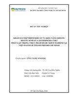 Khảo sát độ nhiễm khuẩn và khả năng kháng kháng sinh của escherichia coli phân lập trong thực phẩm được kiểm nghiệm tại viện pasteur thành phố hồ chí minh 