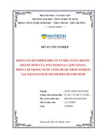 Khảo sát độ nhiễm khuẩn và khả năng kháng kháng sinh của pseudomonas aeruginosa phân lập trong nước uống được kiểm nghiệm tại viện pasteur thành phố hồ chí minh 