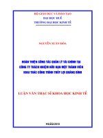 HOÀN THIỆN CÔNG tác QUẢN lý tài CHÍNH tại CÔNG TY TRÁCH NHIỆM hữu hạn một THÀNH VIÊN KHAI THÁC CÔNG TRÌNH THỦY lợi QUẢNG BÌNH 