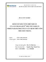 Khảo sát khả năng diệt khuẩn của sản phẩm GPC8TM đối với vi khuẩn vibrio parahaemolyticus gây bệnh trên tôm thẻ chân trắng
