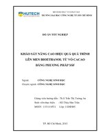 Khảo sát nâng cao hiệu quả quá trình lên men bioethanol từ vỏ cacao bằg phương pháp SSF 