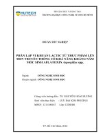 Phân lập vi khuẩn lactic từ thực phẩm lên men truyền thống có khả năng kháng nấm mốc sinh aflatoxin aspergillus spp  