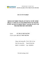 Khảo sát hiện trạng sử dụng nước sinh hoạt và đề xuất giải pháp bảo vệ nguồn nước ngầm tự khai thác tại quận gò vấp thành phố hồ chí minh 