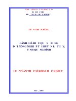 Đánh giá hiệu quả sử dụng đất nông nghiệp tại huyện lệ thủy, tỉnh quảng bình 
