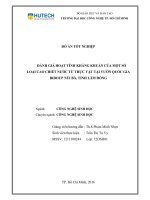 Đánh giá hoạt tính kháng khuẩn của một số loại cao chiết nước từ thực vật tại vườn quốc gia bidoup núi bà, tı̉nh lâm đồng 