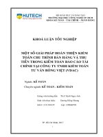 Một số giải pháp hoàn thiện kiểm toán chu trình bán hàng và thu tiền trong kiểm toán báo cáo tài chính tại công ty tnhh kiểm toán tư vấn rồng việt (vdac) 