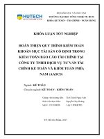 Hoàn thiện quy trình kiểm toán khoản mục tài sản cố định trong kiểm toán báo cáo tài chính tại công ty TNHH dịch vụ tư vấn tài chính kế toán và kiểm toán phía nam (AASCs) 