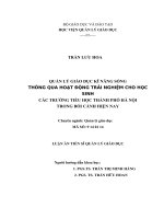 QUẢN lý GIÁO dục kỹ NĂNG SỐNG THÔNG QUA HOẠT ĐỘNG TRẢI NGHIỆM CHO học SINH các TRƯỜNG TIỂU học CÔNG lập THÀNH PHỐ hà nội TRONG bối CẢNH HIỆN NAY 