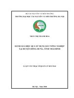 Đánh giá hiệu quả sử dụng đất nông nghiệp tại huyện Đông Hưng, tỉnh Thái Bình (Luận văn thạc sĩ)