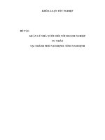 QUẢN LÝ NHÀ NƯỚC ĐỐI VỚI DOANH NGHIỆP TƯ NHÂN  TẠI THÀNH PHỐ NAM ĐỊNH TỈNH NAM ĐỊNH