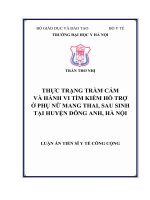 Thực trạng trầm cảm và hành vi tìm kiếm hỗ trợ ở phụ nữ mang thai, sau sinh tại huyện Đông Anh, Hà Nội