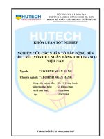 Nghiên cứu các nhân tố tác động đến cấu trúc vốn của ngân hàng thương mại việt nam 