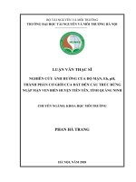 Nghiên cứu ảnh hưởng của độ mặn, eh, ph, thành phần cơ giới của đất đến cấu trúc rừng ngập mặn ven biển huyện tiêu yên, tỉnh quảng ninh 