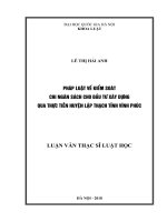 Pháp luật về kiểm soát chi ngân sách cho đầu tư xây dựng qua thực tiễn huyện lập thạch tỉnh vĩnh phúc 