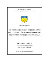 Mô phỏng giải thuật tìm điểm công suất cực đại của hệ thống pin quang điện có xét đến hiệu ứng bóng râm 