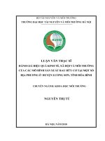 Đánh giá hiệu quả kinh tế, xã hội và môi trường của các mô hình sản xuất rau hữu cơ tại một số địa phương huyện lương sơn, tỉnh hòa bình 