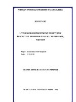 Cải thiện sinh kế cho các hộ đồng bào dân tộc thiểu số tỉnh lào cai, việt nam tóm tắt