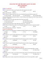 Đề thi chính thức môn sinh học THPT quốc gia năm 2018   4 mã đề   file word có lời giải (miễn phí) 