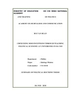 Phê phán quan điểm sai trái thông qua giảng dạy kinh tế chính trị ở các trường đại học trên địa bàn hà nội hiện nay TOM tắt TIẾNG ANH