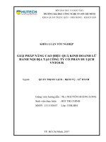 Giải pháp nâng cao hiệu quả kinh doanh lử hành nội địa tại công ty CP du lịch VNTOUR 