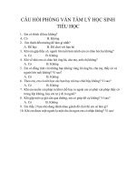 CÂU HỎI PHỎNG VẤN TÂM LÝ HỌC SINH TIỂU HỌC