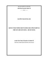 Quản lý hoạt động dịch vụ khoa học công nghệ tại viện vật liệu xây dựng   bộ xây dựng 