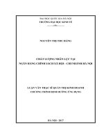 Chất lượng nhân lực tại ngân hàng chính sách xã hội – chi nhánh hà nội  