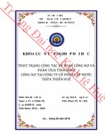 Thực trạng công tác kế toán công nợ và phân tích tình hình công nợ tại công ty cổ phần cấp nước thừa thiên huế