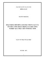 Hoạt động phổ biến, giáo dục pháp luật của tổ chức công đoàn trong các khu công nghiệp   qua thực tiễn tỉnh bắc ninh 